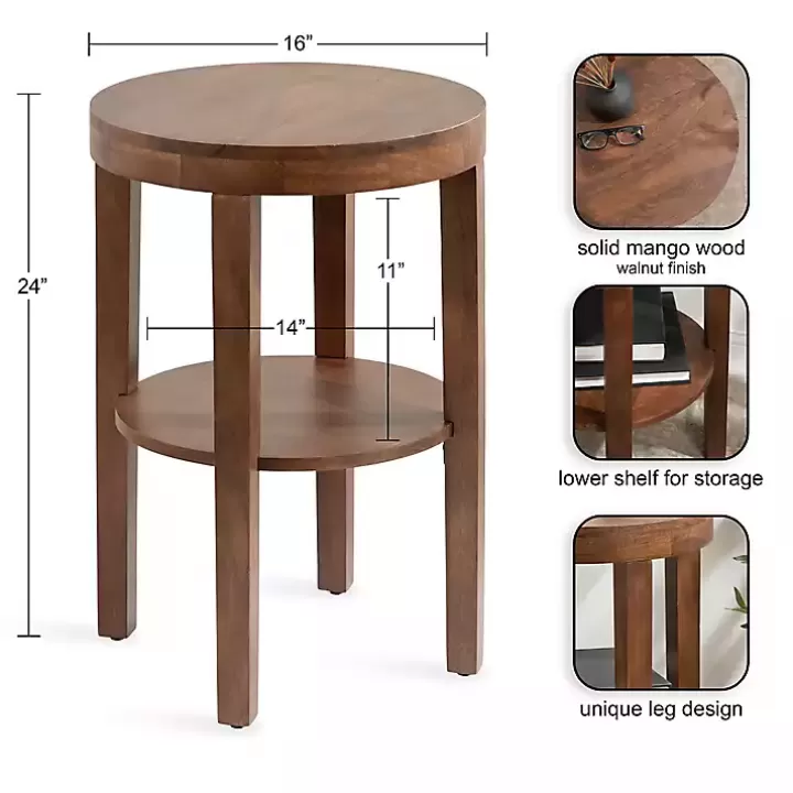 Discount Walnut Round Talen Accent Table Accent & End Tables