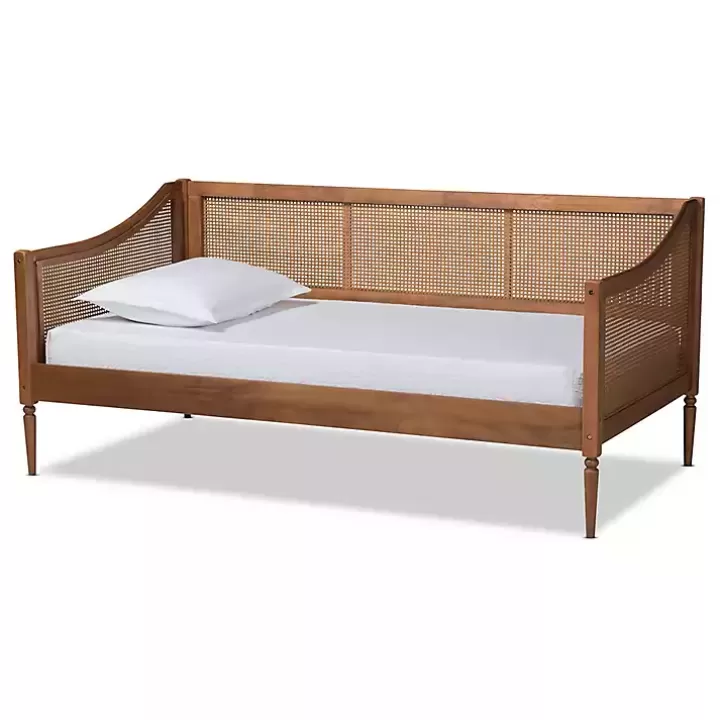 Store Walnut Wood and Rattan Twin Daybed Beds & Headboards