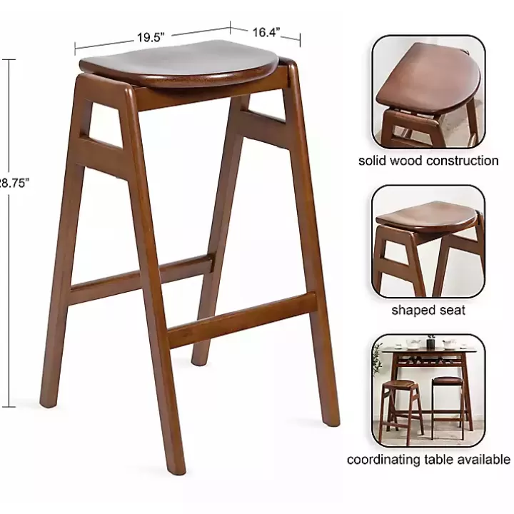 Discount Walnut Wood Backless Bar Stool Bar Stools & Counter Height Stools