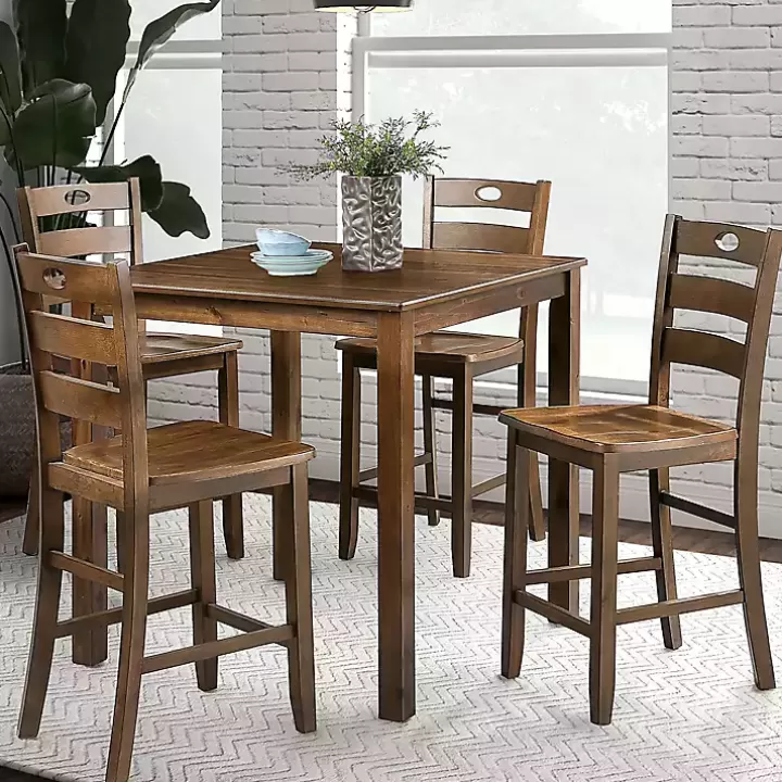 Best Walnut Wood Brooke 5-pc. Counter Height Set Dining Sets