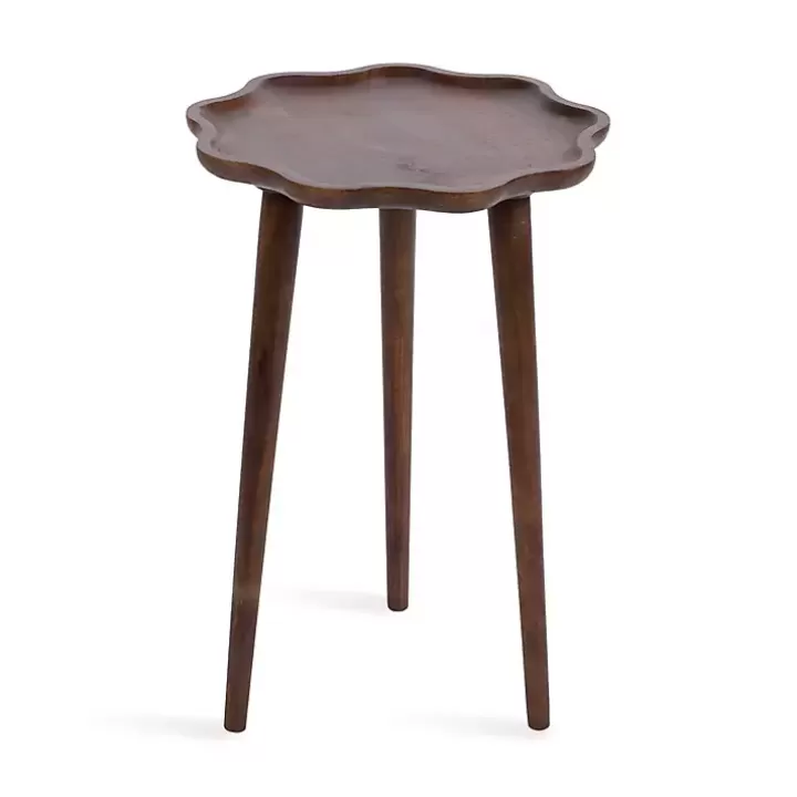 Flash Sale Walnut Wood Wavy Accent Table Accent & End Tables