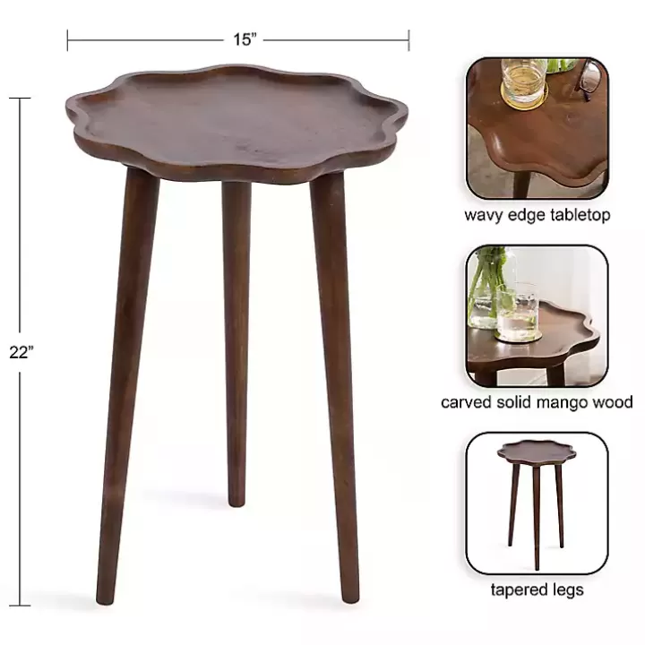 Flash Sale Walnut Wood Wavy Accent Table Accent & End Tables