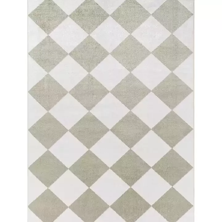 Outlet Warm Gray Checkered Area Rug, 5x7 Area Rugs