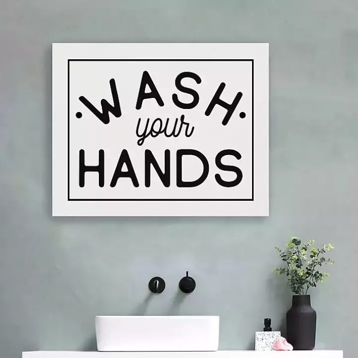 Sale Wash Your Hands Giclee Canvas Art Print, 20x16 in. Wall Quotes & Signs