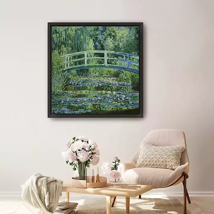 Cheap Water Lilies and Japanese Bridge Framed Art Print Canvas Art