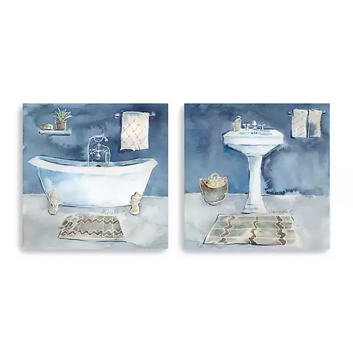 Best Watercolor Bathroom Canvas Art Prints, Set of 2 Canvas Art