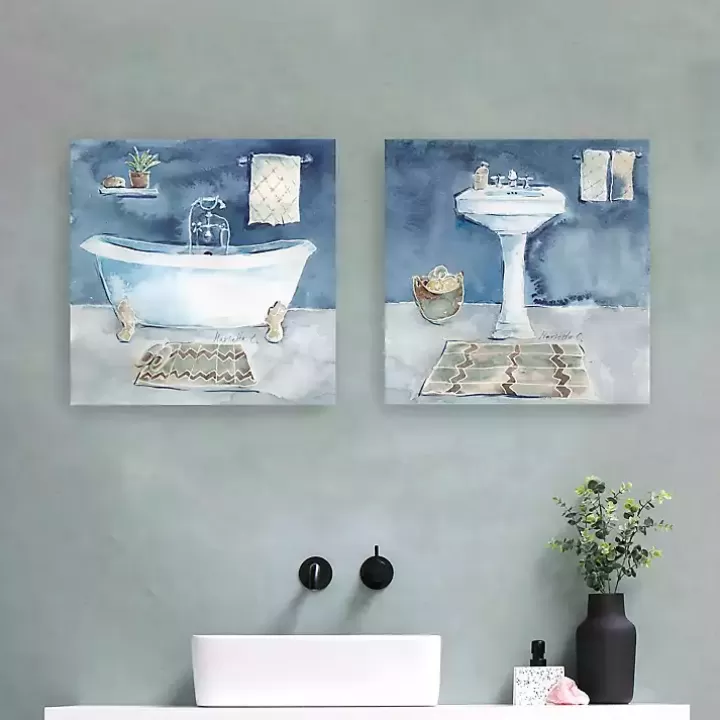 Best Watercolor Bathroom Canvas Art Prints, Set of 2 Canvas Art