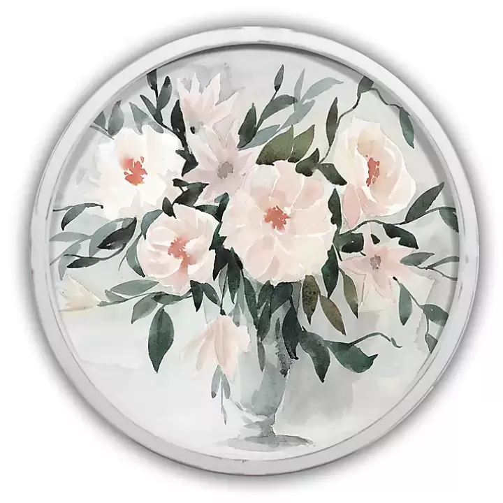 Best Sale Watercolor Bouquet Round White Framed Art Print Framed Art