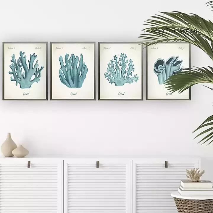 Discount Watercolor Coral Gray Framed Art Prints, Set of 4 Framed Art