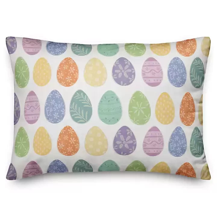 Store Watercolor Easter Eggs Indoor/Outdoor Pillow Outdoor Cushions & Pillows