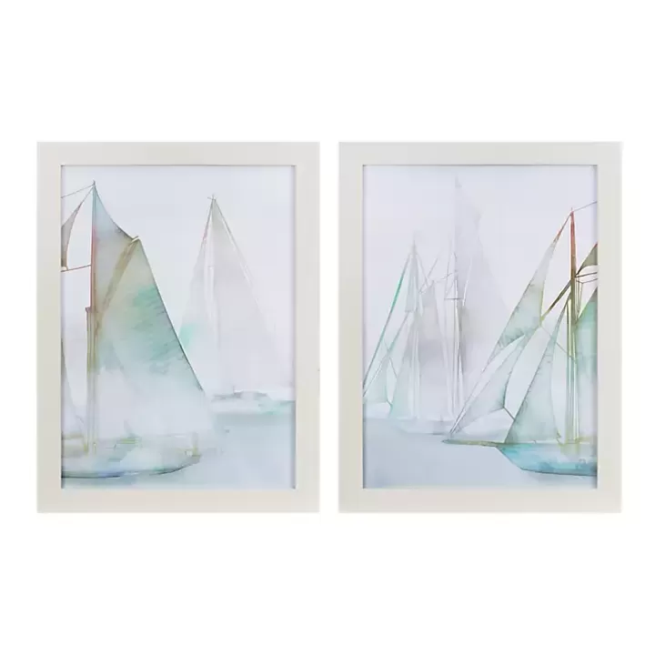 Sale Watercolor Sailboats Framed Art Prints, Set of 2 Framed Art