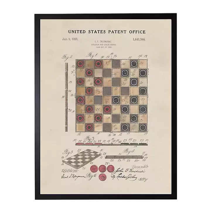 Cheap Watercolor Vintage Checkers Framed Art Print Framed Art