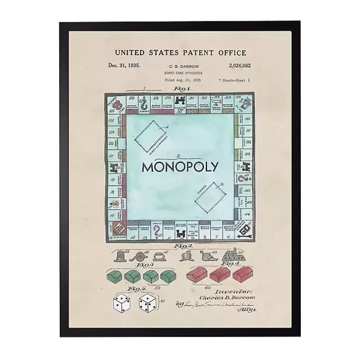 Cheap Watercolor Vintage Monopoly Framed Art Print Framed Art