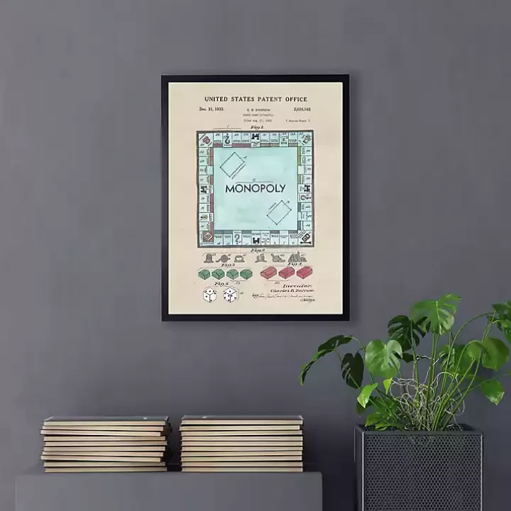 Cheap Watercolor Vintage Monopoly Framed Art Print Framed Art