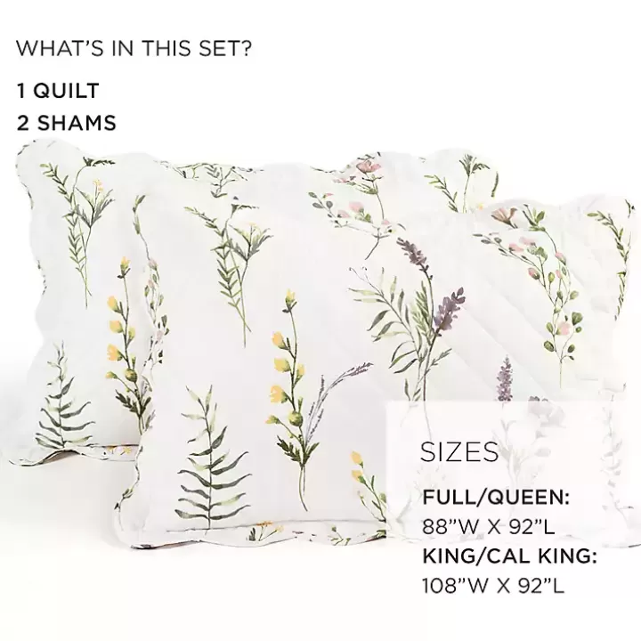 Discount Watercolor Wildflower 3-pc. Full/Queen Quilt Set Quilts