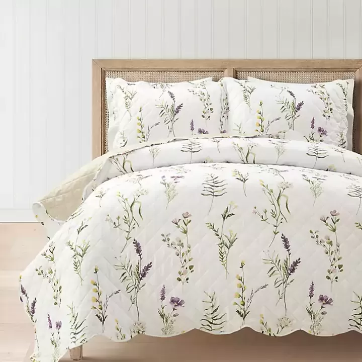 Outlet Watercolor Wildflower 3-pc. King Quilt Set Quilts