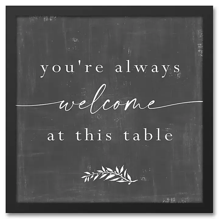 Hot Welcome at This Table Black Framed Canvas Print Wall Quotes & Signs