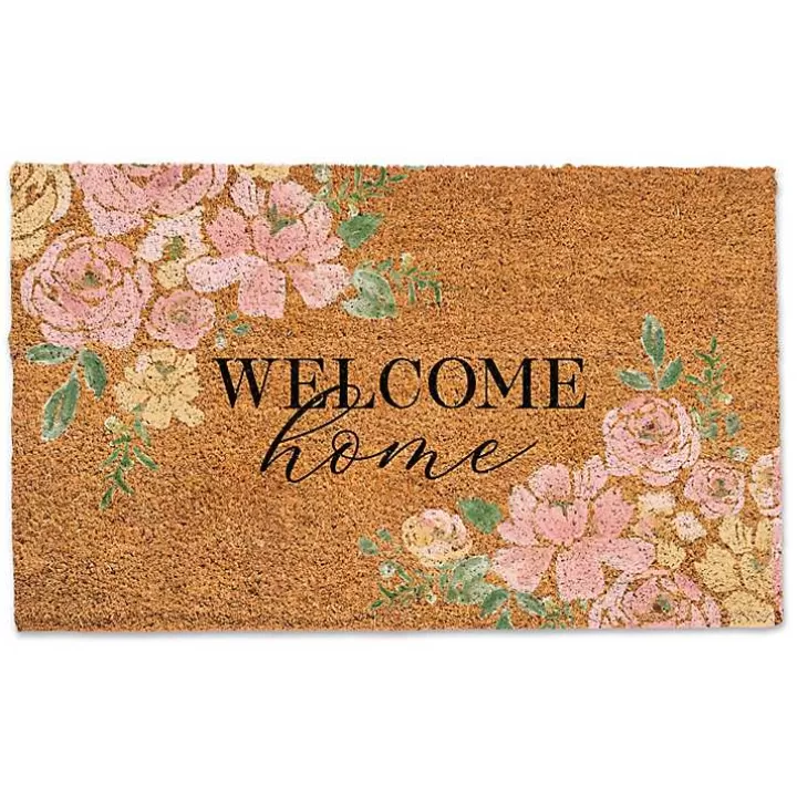 Discount Welcome Home Pink Floral Doormat Doormats