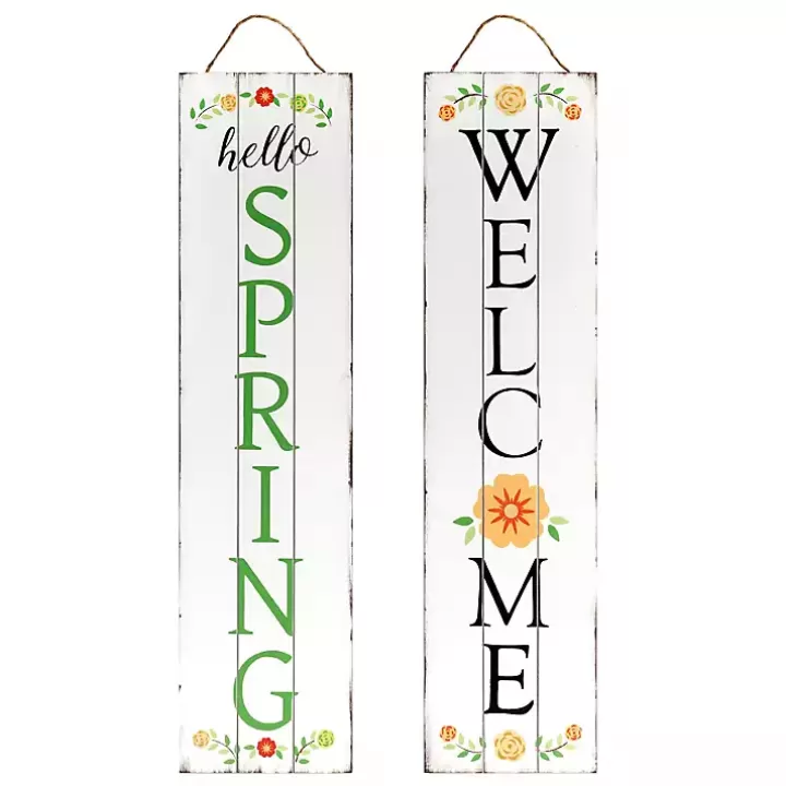 Cheap Welcome Spring Double Sided Porch Sign Outdoor Wall Decor