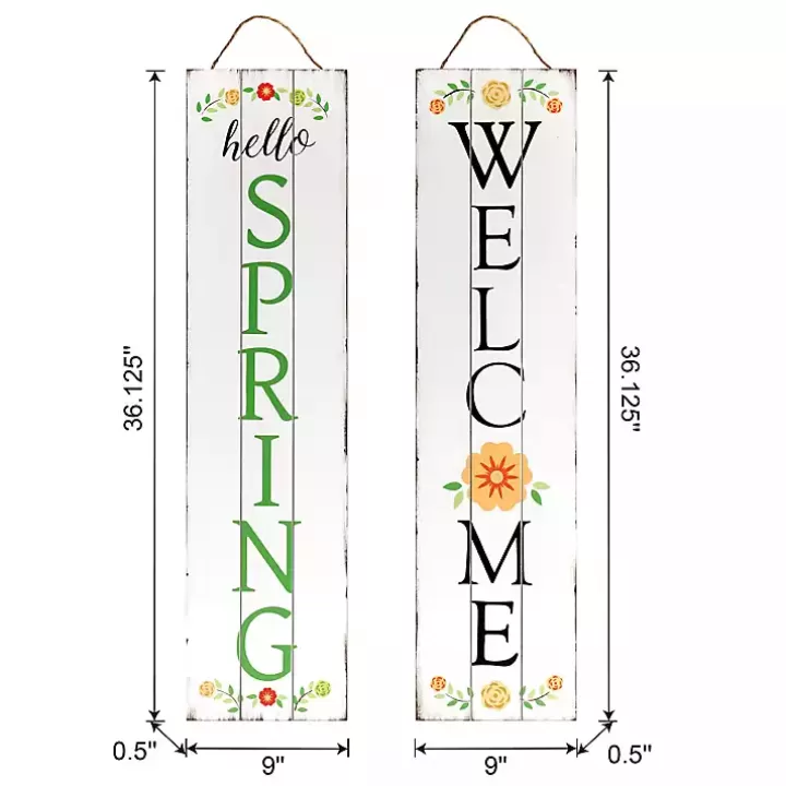 Cheap Welcome Spring Double Sided Porch Sign Outdoor Wall Decor