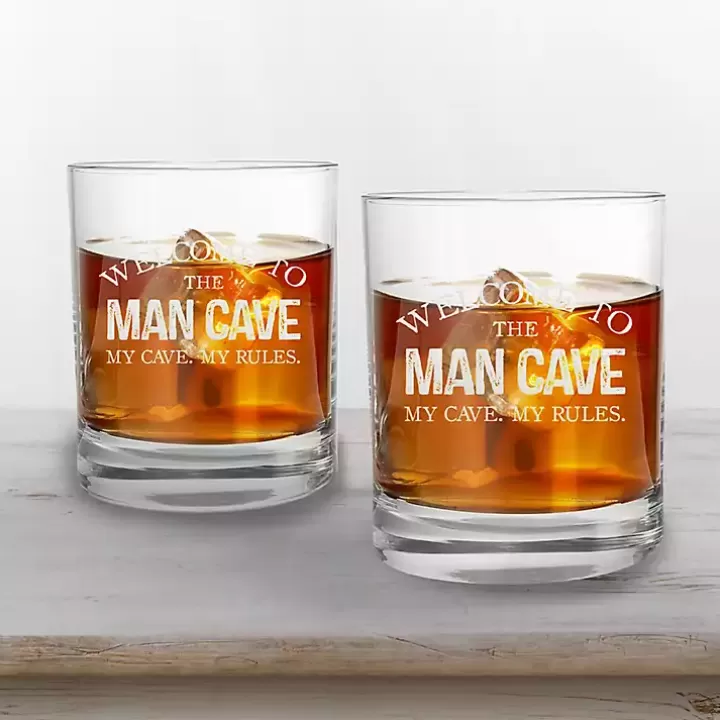 Outlet Welcome to the Man Cave Whiskey Glasses, Set of 2 Glassware & Drinkware