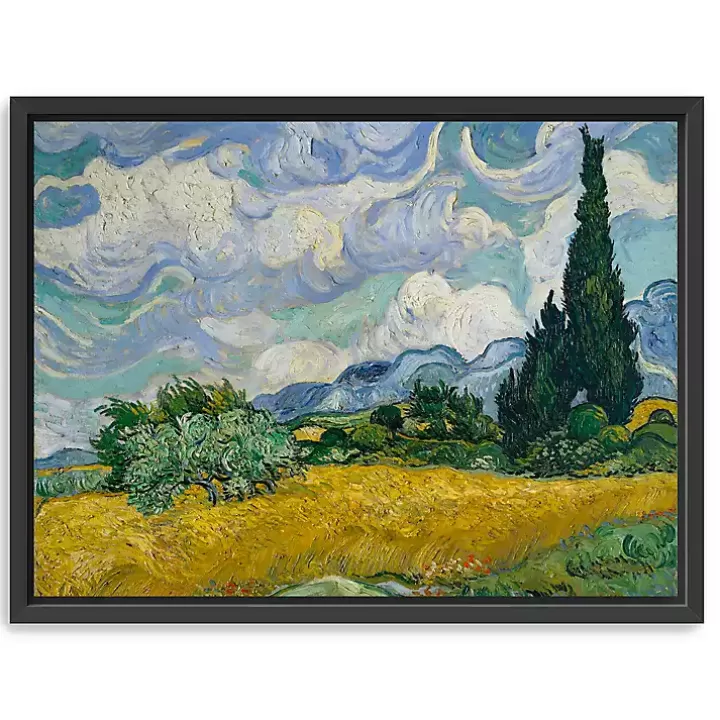 Clearance Wheat Field with Cypresses Canvas Print, 42x32 in. Canvas Art