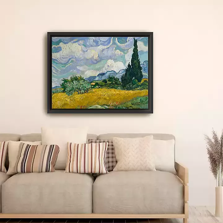 Clearance Wheat Field with Cypresses Canvas Print, 42x32 in. Canvas Art