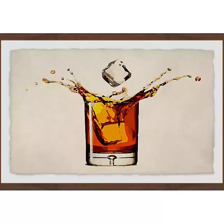 Shop Whiskey Splash Framed Wall Art Framed Art