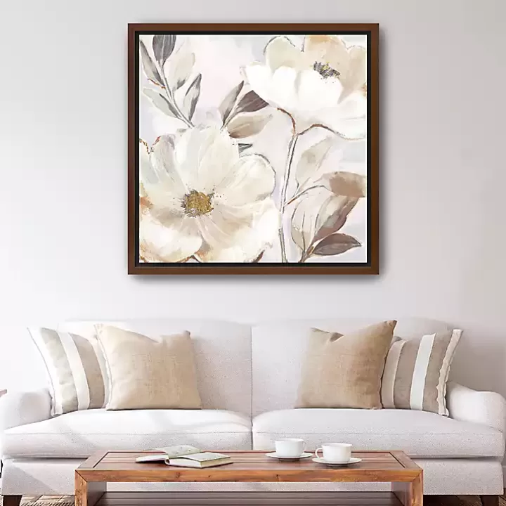 Outlet Whisper White Florals Framed Canvas Art Print Framed Art