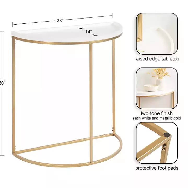 New & Gold Half Moon Dorrah Accent Table Accent & End Tables