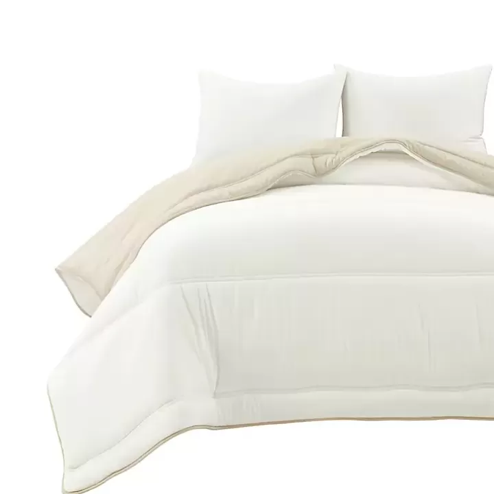 Best Sale White & Tan Reversible 3-pc. King Comforter Set Comforters