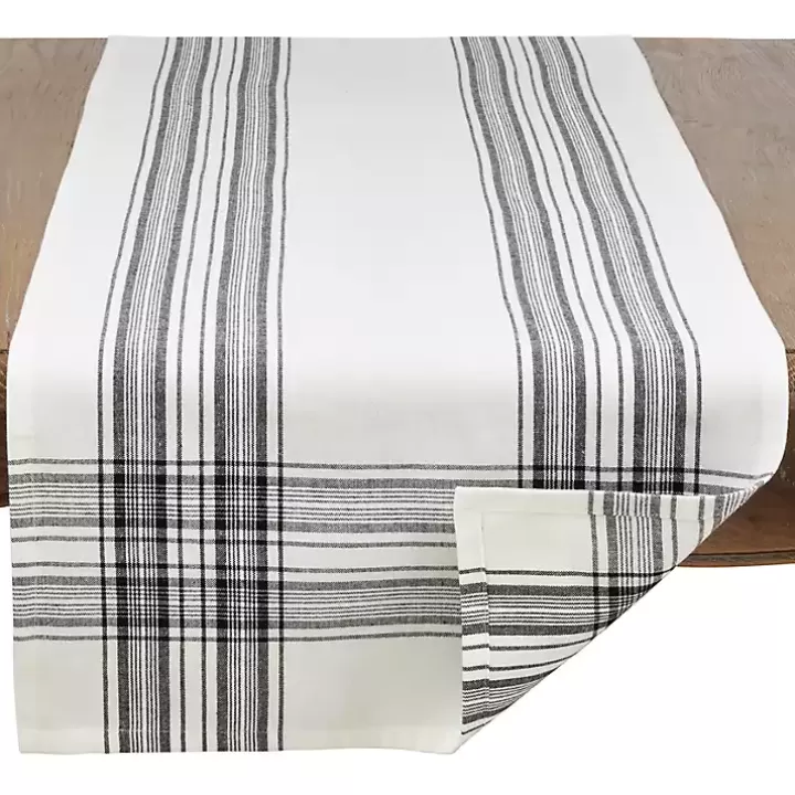 Fashion White and Black Plaid Cotton Table Runner Table Linens