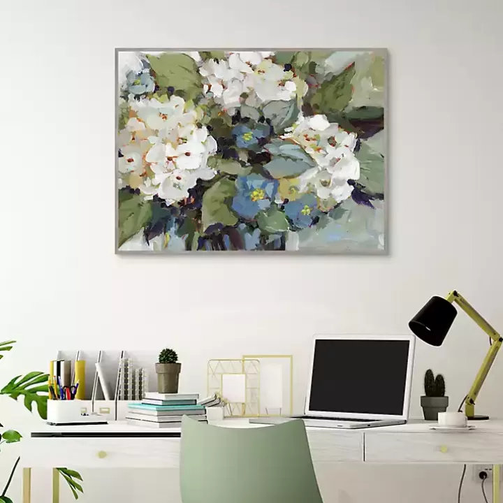 Sale White and Blue Hydrangeas Framed Canvas Art Print Framed Art