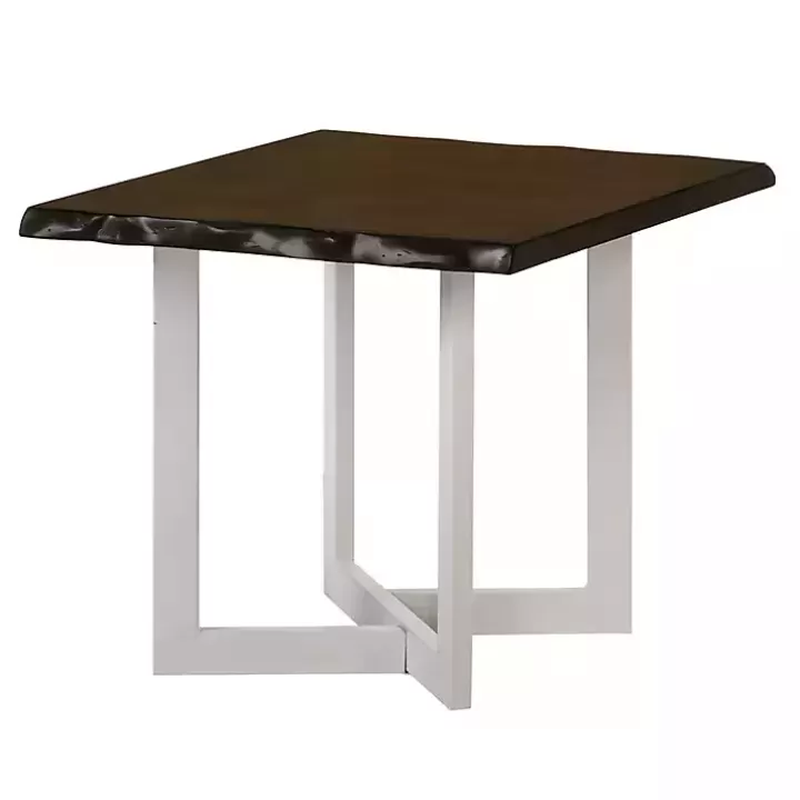 Clearance White and Dark Oak Wood Live Edge Accent Table Accent & End Tables