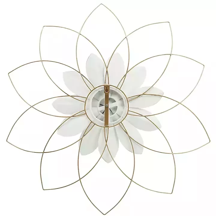 New White and Gold Metal Flower Wall Plaque Wall Plaques