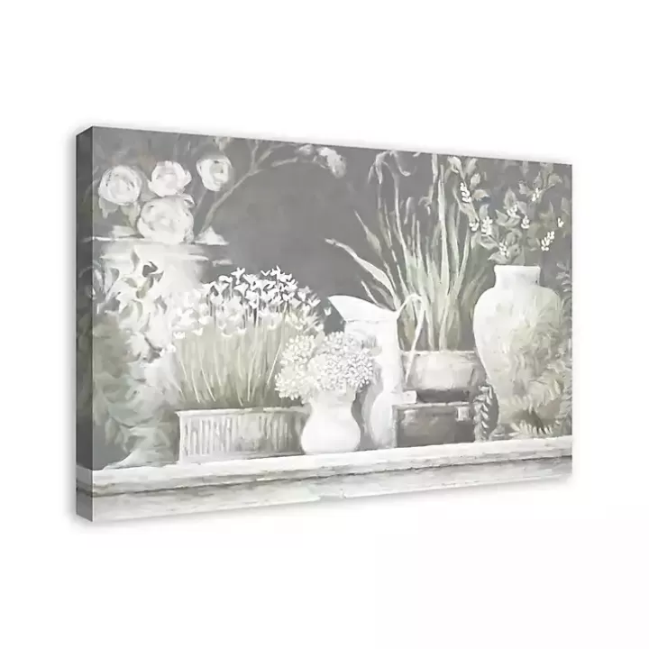 Hot White and Gray Floral Assortment Canvas Art Print Canvas Art