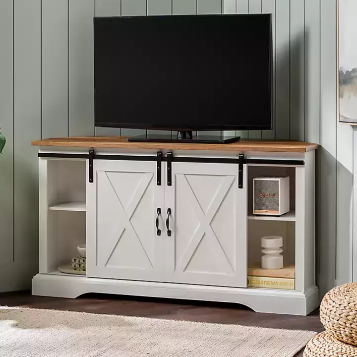 Outlet and Natural Sliding Barn Door TV Stand Tv Stands & Media Consoles