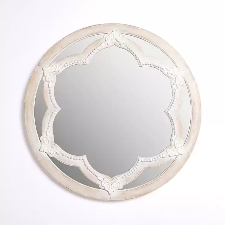 Sale White Carved Petal Wall Mirror Decorative Mirrors