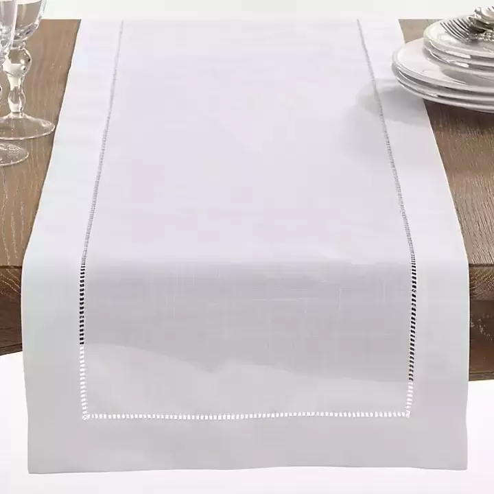 Sale Classic Hemstitch Border Polyester Runner Table Linens