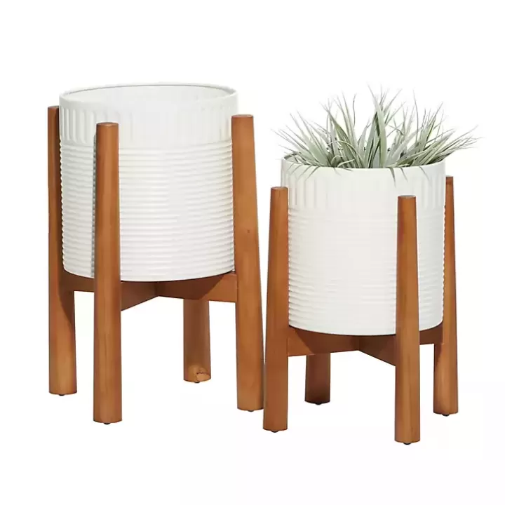 Discount Corrugated Iron and Wood Planters, Set of 2 Planters