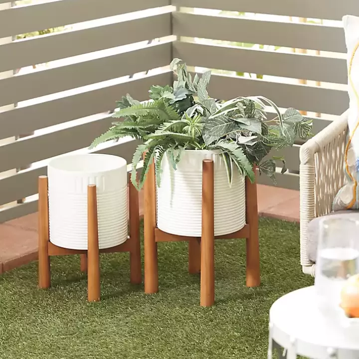 Discount Corrugated Iron and Wood Planters, Set of 2 Planters
