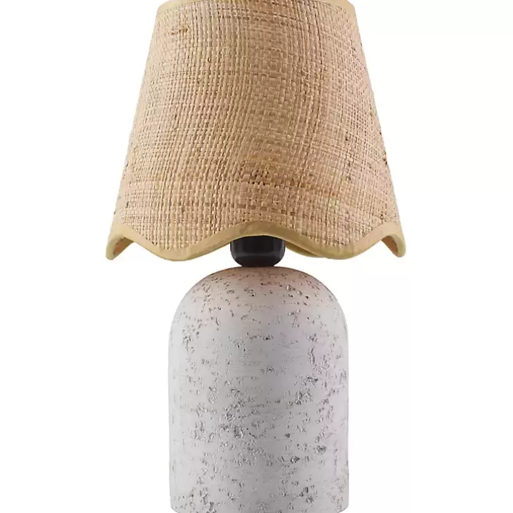 Store Faux Stone Table Lamp with Scalloped Shade Table Lamps