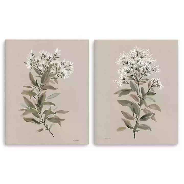 Fashion White Floral Stem Canvas Art Prints, Set of 2 Canvas Art