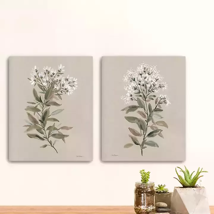 Fashion White Floral Stem Canvas Art Prints, Set of 2 Canvas Art