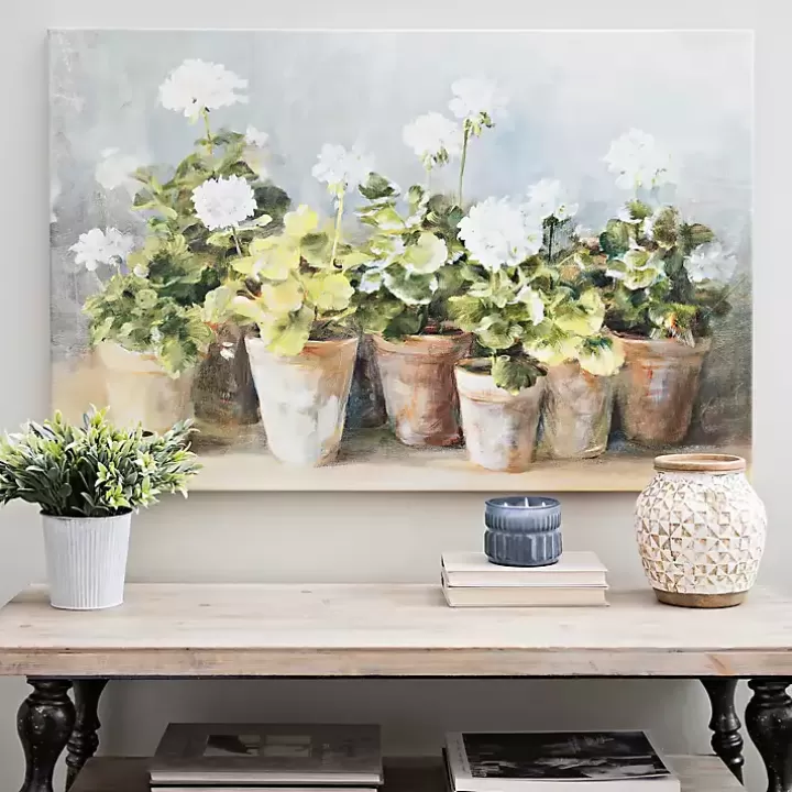 Clearance White Geraniums Canvas Art Print, 40x26 in. Canvas Art