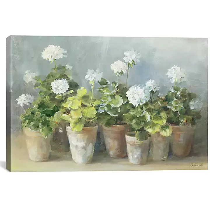 Clearance White Geraniums Canvas Art Print, 40x26 in. Canvas Art