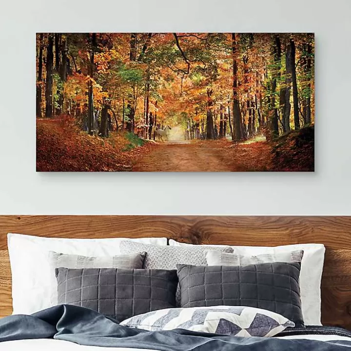 Discount White Horse In Autumn Canvas Art Print Canvas Art