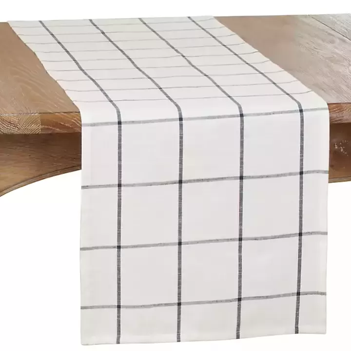 Best Sale Large Plaid Long Table Runner, 72 in. Table Linens