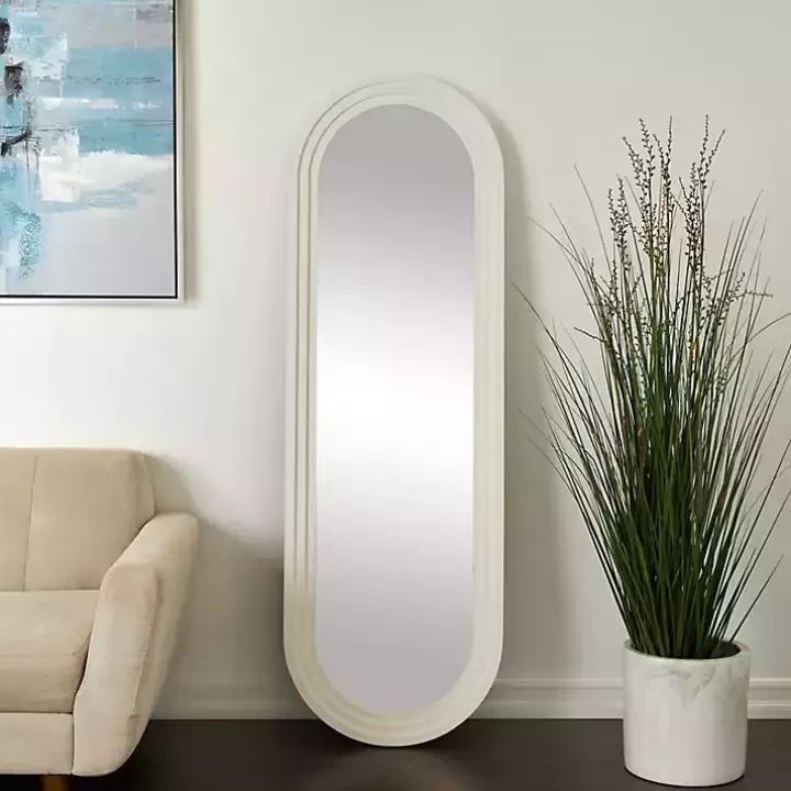 Sale White Layered Frame Oblong Wall Mirror Decorative Mirrors