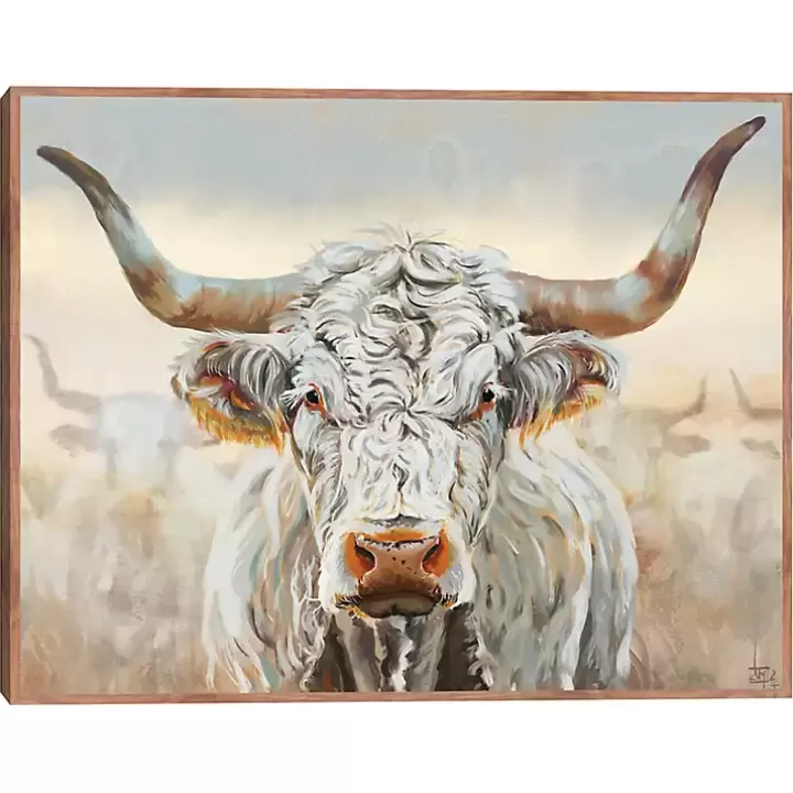 Store Longhorn Framed Canvas Art Print Canvas Art